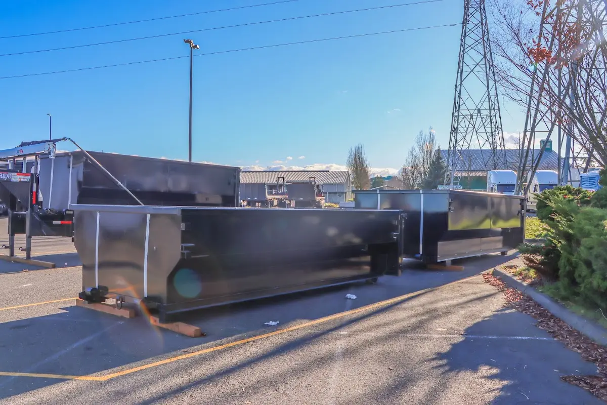 Roll-off dumpster ready for waste disposal at job site for 2 Yard Dumpster Rental in Lincoln